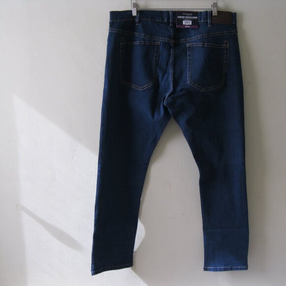 JACHS NEW YORK men's Comfort Stretch Dark Wash Blue Denim Jeans  40x32 (0570) - Picture 5 of 13